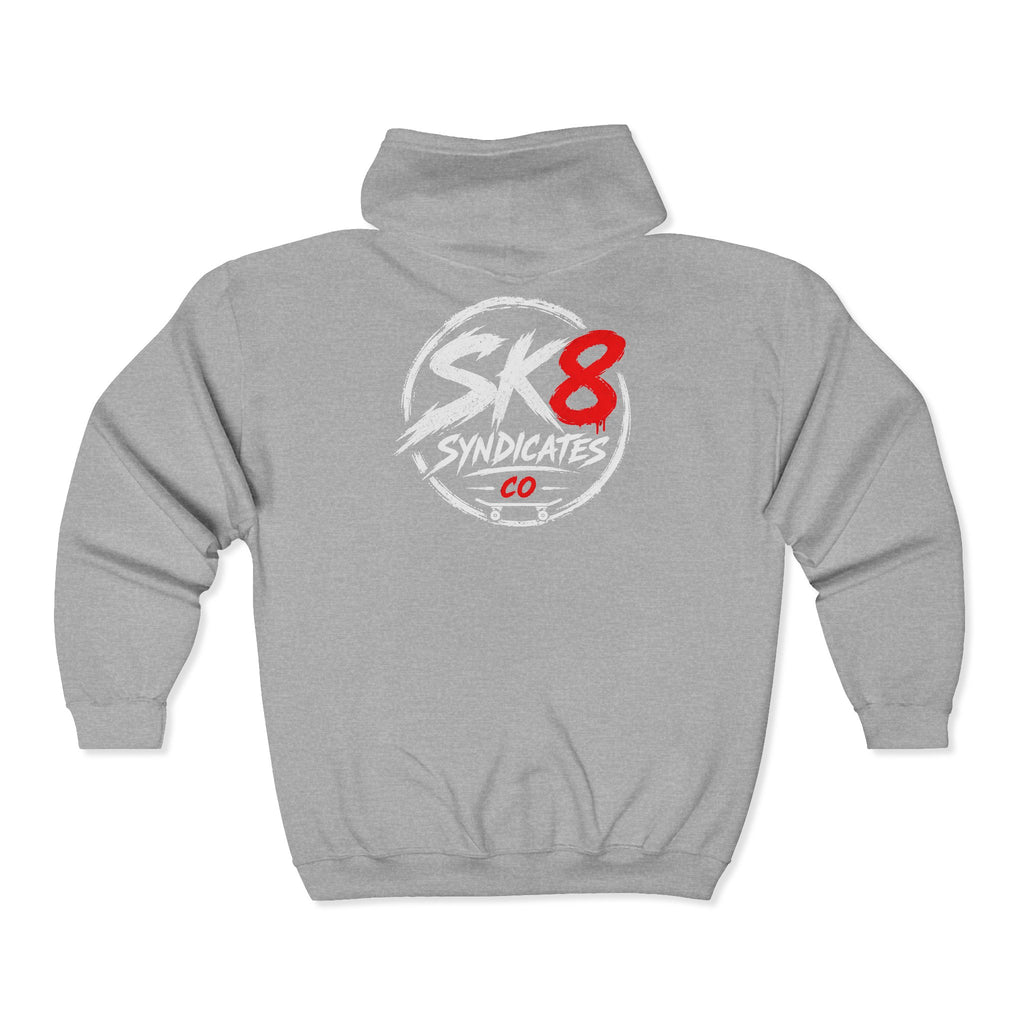 Mens SK8 Syndicates Co Full Zip Hooded Sweatshirt